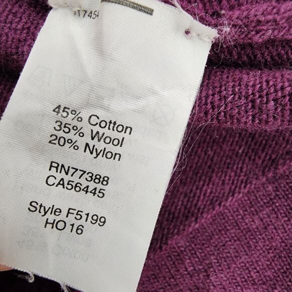 J Crew Sweater Womens Large Teddie Crewneck Cotton Wool Blend Purple Classic - Picture 8 of 9